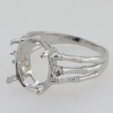 Sterling Silver Semi Mount Ring Setting Oval OV 10x8mm Bamboo Shank - Syzjewelry